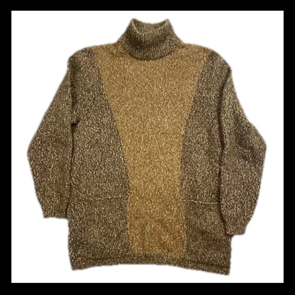 Esisto Kid Mohair Wool Sweater Women’s Large Knit Long Sleeve Brown Mock Neck